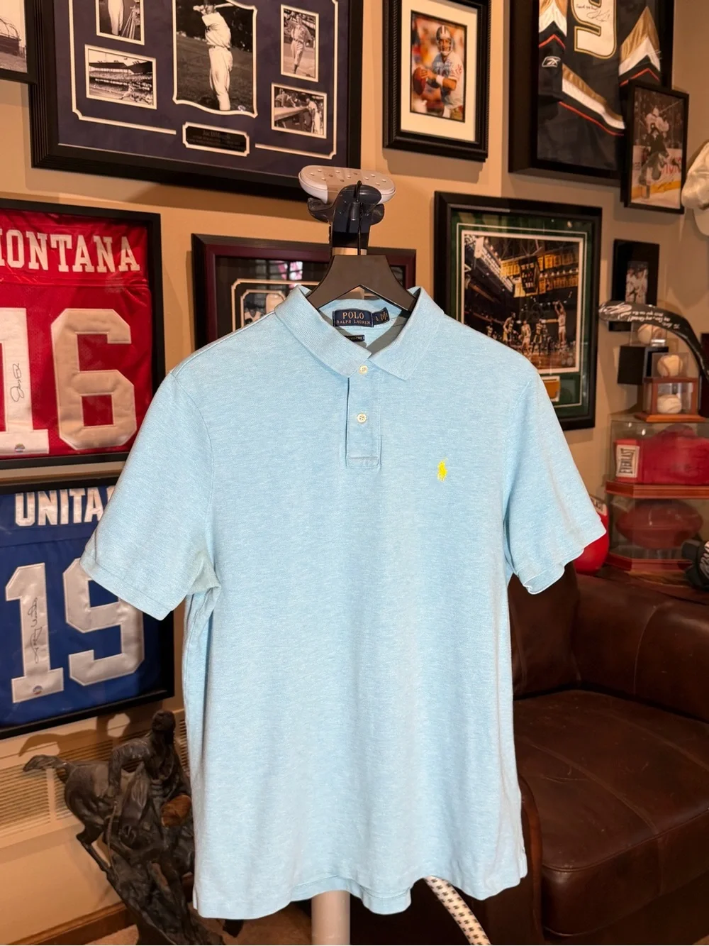 RARE Color Polo by Ralph Lauren Men's Light Blue/Aqua Short Sleeve Polo - Large